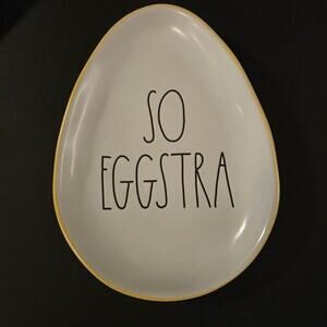Rae Dunn SO EGGSTRA Egg Shaped Ceramic Candy Dish Plate by Magneta‎ EUC